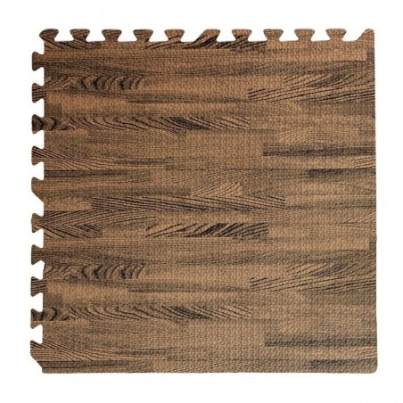 Carpet Puzzle Mat Soft Wood Effect Walnut 60 X 60 X 0.8 Cm for Children Indoor Game 4Pcs