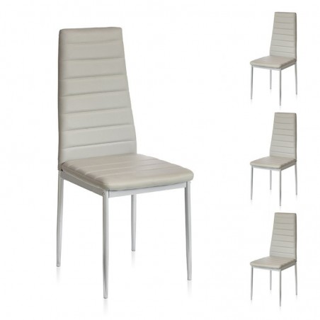 Lot de 4 chaises en similicuir pour intérieur design moderne pour salle à manger grise