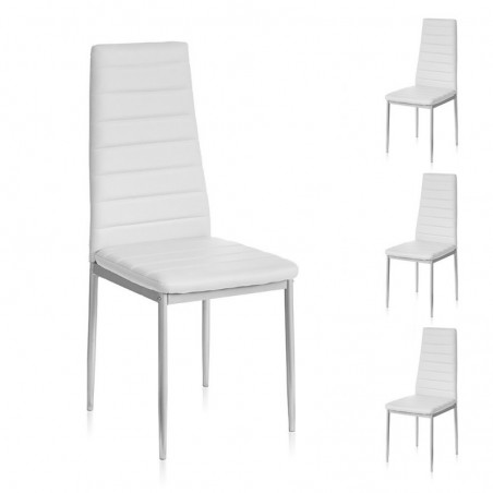 Ensemble de 4 chaises en similicuir pour intérieur design moderne pour salle à manger blanche