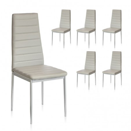 Ensemble de 6 chaises d'intérieur en similicuir Design moderne pour salle à manger grise