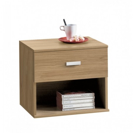 Wooden Nightstand with 1 Walnut Color Drawer L 41Cm. D 43cm. H 36cm
