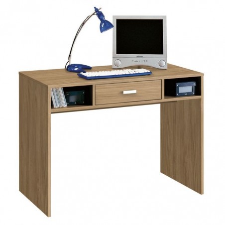 Bureau PC en bois avec 1 tiroir et 2 compartiments en noyer L 104Cm. D 52 cm. H 76cm