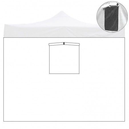 Side Tarpaulin 2X2Mt White Waterproof with Replacement Window for Resealable Gazebo 2X2Mt