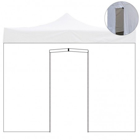 Side Tarpaulin 6X2Mt White Waterproof with Roll-up Door for Resealable Gazebo 3X6Mt