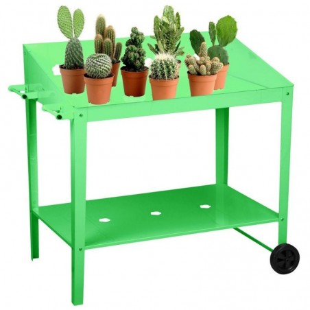 Raised Vegetable Garden Workbench for Plants in Green Metal Sheet 90X55X90Cm Flora-06