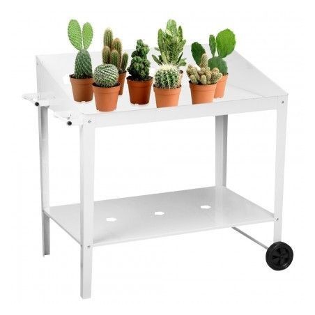 Raised Vegetable Garden Workbench for Plants in White Metal Sheet 90X55X90Cm Flora-06