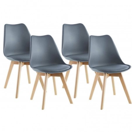 Indoor Design Chair with Wooden Structure and Luka Resin Seat X4 Pcs