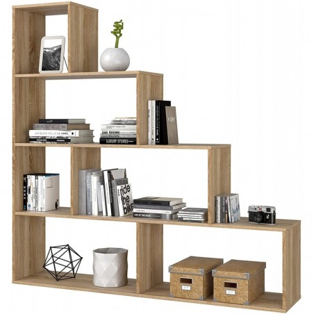 Bookcase Shelf in Modern Design Oak Wood L 145 X P 29 X H 145