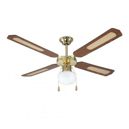 Ventilateur de Plafond 4 Pales 1 Lumière D.130 Cm 70W Couleur Noyer