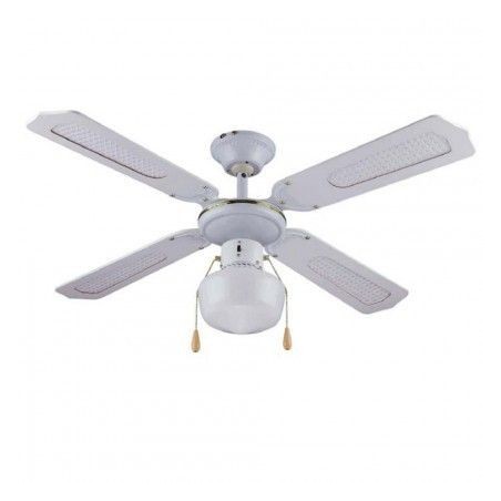 Ceiling Fan 4 Blades 1 Light D.105 Cm 50W White Color