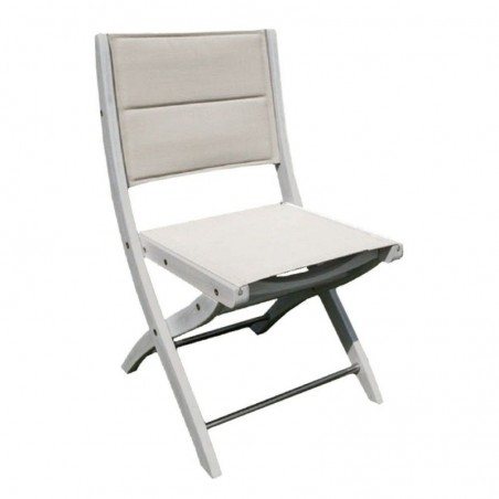 Acacia Wood Chair Fabric Seat Folding Gray Outdoor Garden 2Pcs