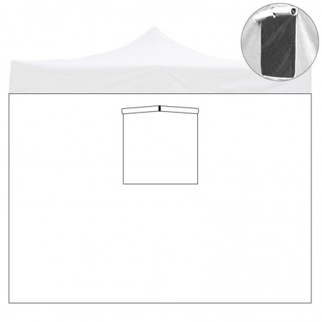 Side Tarpaulin 3X2Mt White Waterproof with Window for Resealable Gazebo 3X3Mt