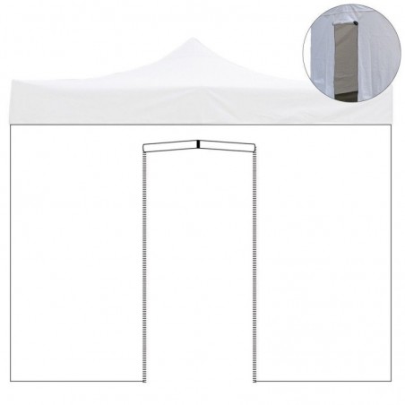 Side Tarpaulin 3X2M White Waterproof with Roll Up Door for Resealable Gazebo 3X3Mt