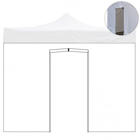 Bâche Latérale 3X2M Blanc Imperméable avec Porte Enroulable pour Tonnelle Refermable 3X3Mt