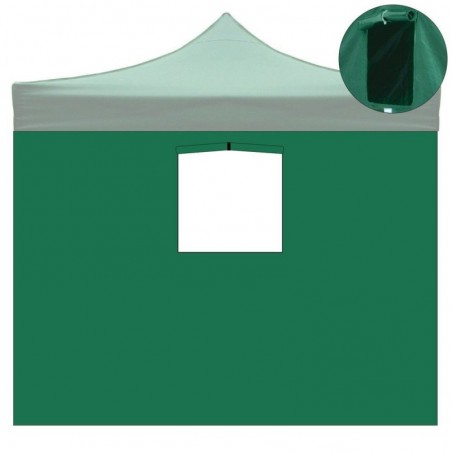 Side Tarpaulin 3X2Mt Waterproof Green with Window for Resealable Gazebo 3X3Mt