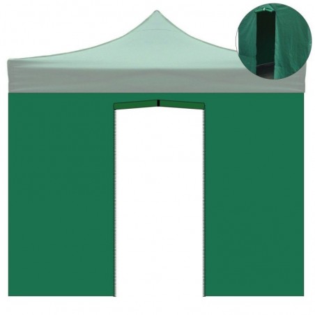 Side Tarpaulin 3X2M Green Waterproof with Roll Up Door for Resealable Gazebo 3X3Mt