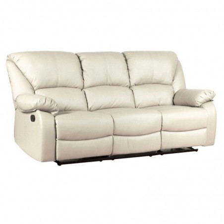 3 Seater Reclining Sofa in Faux Leather L194Xp97Xh101 Cm 2 Positions Beige
