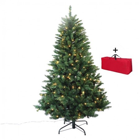 Super Thick Green Christmas Tree with Integrated Led Lights h 210 cm