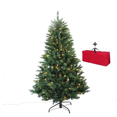 Super Bushy Green Christmas Tree with Integrated LED Lights h 180 cm