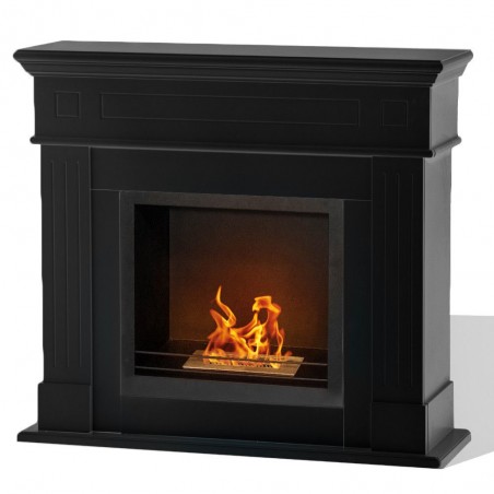 Cambridge Floor Bio-Fireplace in Black Wood 110x37x102h