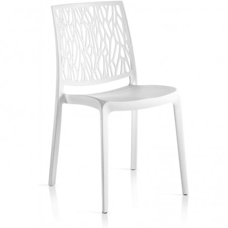 Set of 6 Monobloc Resin Chairs London Twist By Flow White