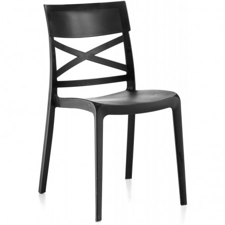 Set of 6 Monobloc Resin Chairs London Cross By Flow Anthracite