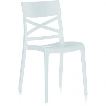 Set of 6 Monobloc Resin Chairs London Cross By Flow White