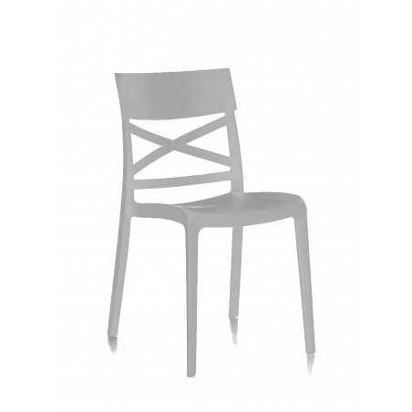 Set of 6 Monobloc Resin Chairs London Cross By Flow Light Gray