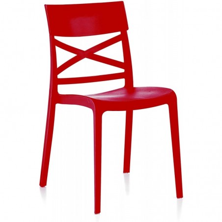 Set of 6 Monobloc Resin Chairs London Cross By Flow Red