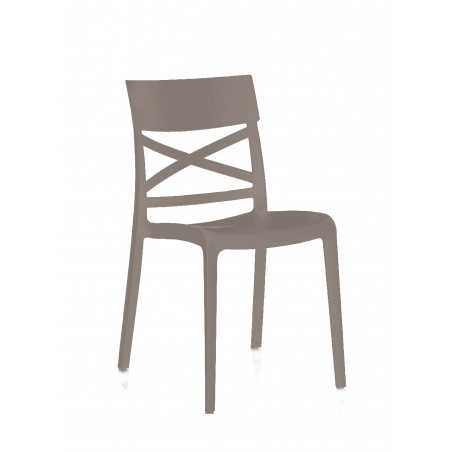 Set of 4 Monobloc Resin Chairs "London Cross" By Flow Taupe