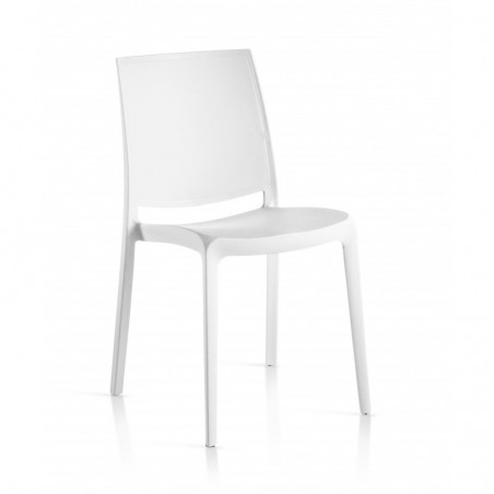 Set of 4 Monobloc Resin Chairs London Matt By Flow White