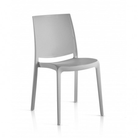 Set of 4 Monobloc Resin Chairs London Matt By Flow Light Gray