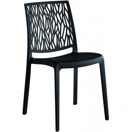 Set of 4 Monobloc Resin Chairs "London Twist" By Flow Anthracite