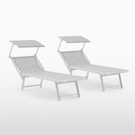 Set of Two Sunbeds in Gray Marina Aluminum