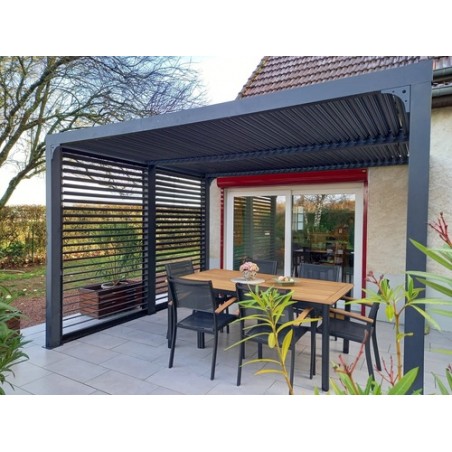 Pergola Bioclimatique 360X300cm en Aluminium avec Brise Vues Latéraux sur le Côté 3m