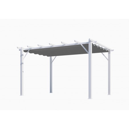 Pergola da giardino in alluminio 400x300 cm con telo scorrevole grigio – tettoia autoportante elegante bianca – PER4030WG Foresta