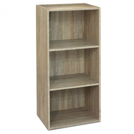 Wooden Bookcase 3 Shelves Oak Shelf L 40 x D 29 x H 89 cm
