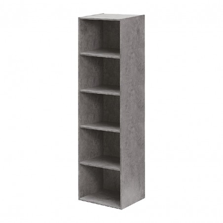 Wooden Bookcase 5 Shelves Concrete Shelf L 40 x D 29 x H 172 cm