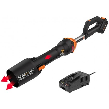 Soffiatore a Batteria WG543E 20V Brushless LeafJet 209 km/h con Batteria 4Ah per Pulizia Giardino - WORX