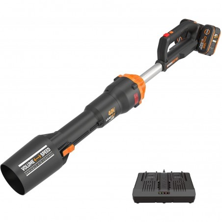 Soffiatore a Batteria WG585E 40V Brushless LeafJet 266 km/h con 2 Batterie 4Ah per Pulizia Intensiva - WORX
