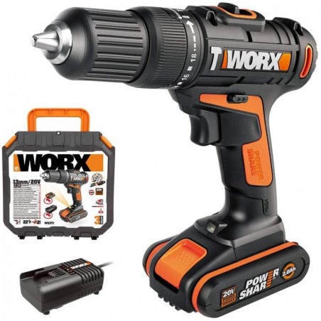 Avvitatore con Percussione 40Nm 20V/2Ah Caricabatteria Rapido 1H Worx Wx371