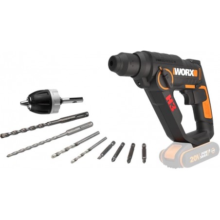 Tassellatore 3 in 1 WX390.9 20V SDS 1,2J Corpo Macchina per Foratura su Calcestruzzo - Worx