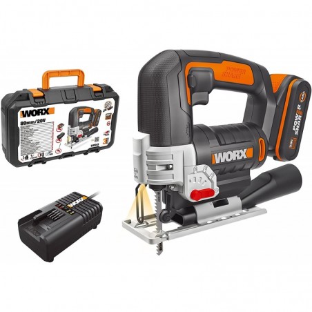 Seghetto alternativo WX543 20 Volt con pendolo e taglio inclinato per legno e metallo - Worx