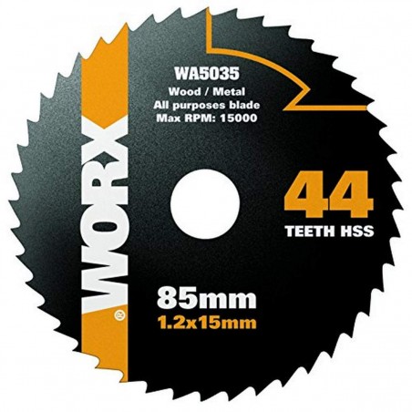 Lama circolare HSS WA5035 85 mm 44 denti per sega compatta Worxsaw taglio metallo e plastica per WX427 WX429 - Worx
