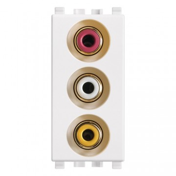20335.B Socket with 3 White Eikon RCA Connectors