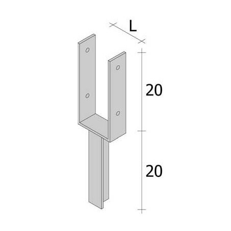 Ancoraggio palo 9x9 cm da annegare nel cemento – 2 pz – Acciaio zincato