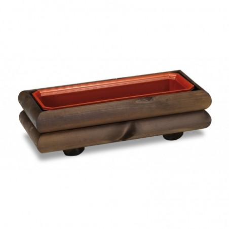 Fioriera Maia 57x25x16 cm con vaschetta – 2 pz – Legno castagno
