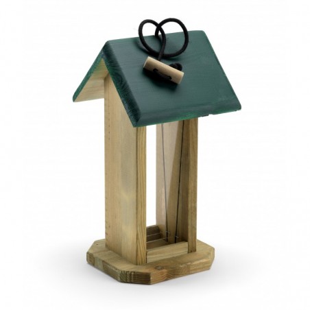 Mangiatoia per uccellini Lizzy in legno di conifera naturale con base rialzata – bird feeder outdoor giardino balcone