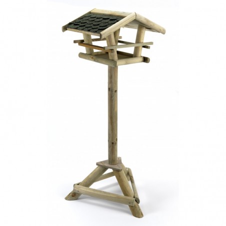 Mangiatoia per uccellini Happiness in legno di conifera naturale con base rialzata – feeder bird garden outdoor