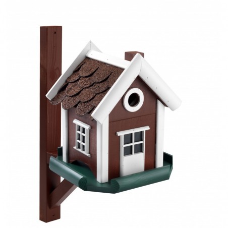 Nido per uccellini Party rosso in legno di conifera 25x25x28 cm – bird house con supporto parete outdoor